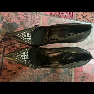 Prada bejeweled outfit heels and all